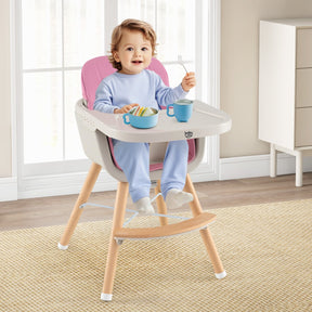 3 in 1 Wooden Convertible Baby High Chair with Removable Tray