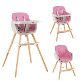 3 in 1 Wooden Convertible Baby High Chair with Removable Tray