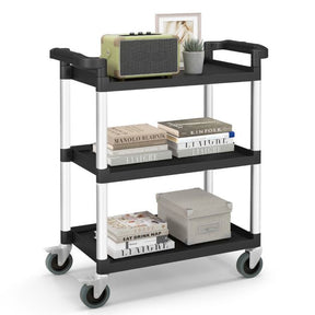 3-Tier Utility Cart with Lockable Wheels and Double Handles
