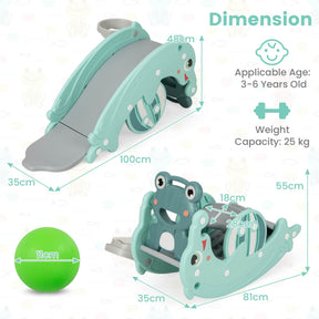 3-in-1 Kids Slide Rocking Horse Set Convertible with Basketball Hoop