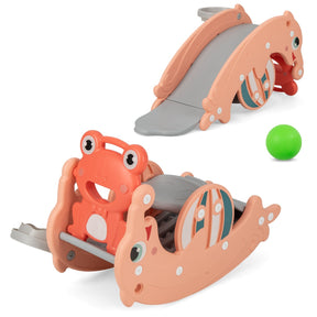 3-in-1 Kids Slide Rocking Horse Set Convertible with Basketball Hoop