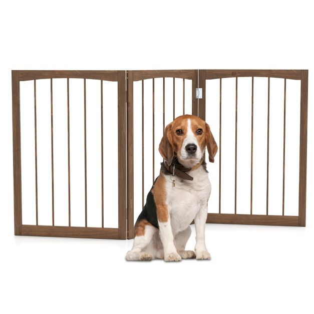 3-Panel Dog Gate 76cm Wooden Pet Fence