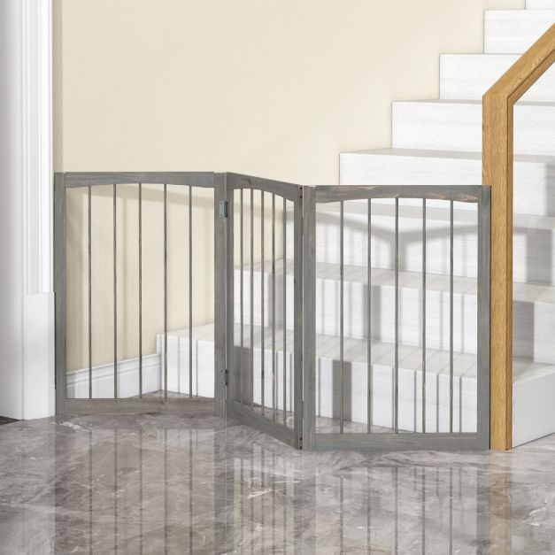 3-Panel Dog Gate 76cm Wooden Pet Fence