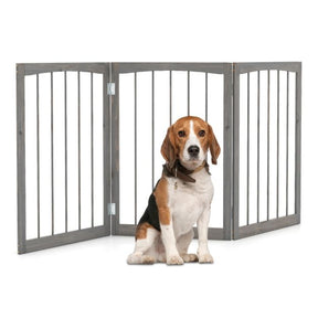 3-Panel Dog Gate 76cm Wooden Pet Fence