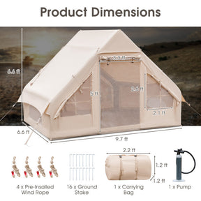 4-6 People Inflatable Camping Tent Outdoor Portable Glamping Tent Blow Up Cabin House with Carrying Bag and Pump for Camping