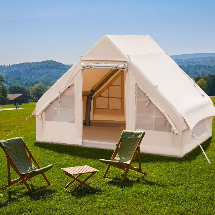 4-6 People Inflatable Camping Tent Outdoor Portable Glamping Tent Blow Up Cabin House with Carrying Bag and Pump for Camping