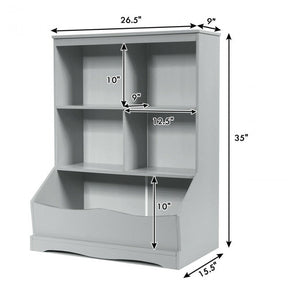 4-Cubby Kids Wooden Toy Storage Cabinet