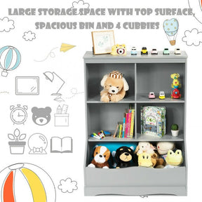 4-Cubby Kids Wooden Toy Storage Cabinet