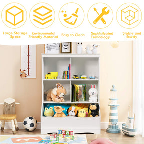 4-Cubby Kids Wooden Toy Storage Cabinet