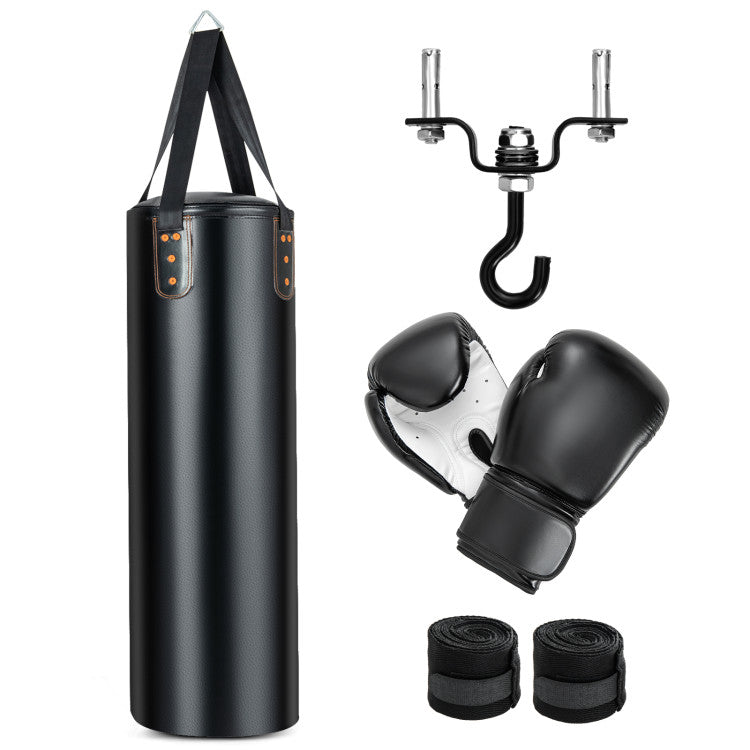4-In-1 Hanging Punching Bag Set with Gloves and Hook for Home and Office Gym