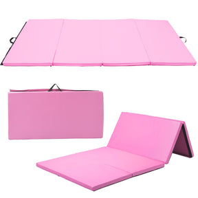 4-Panel Folding Gymnastics & Yoga Mat with Carrying Handles for Home Gym