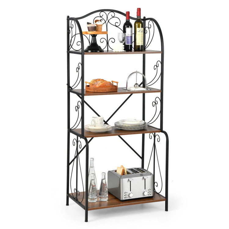 4-Tier Industrial Kitchen Storage Baker's Rack with Anti-toppling Device and X-Bar