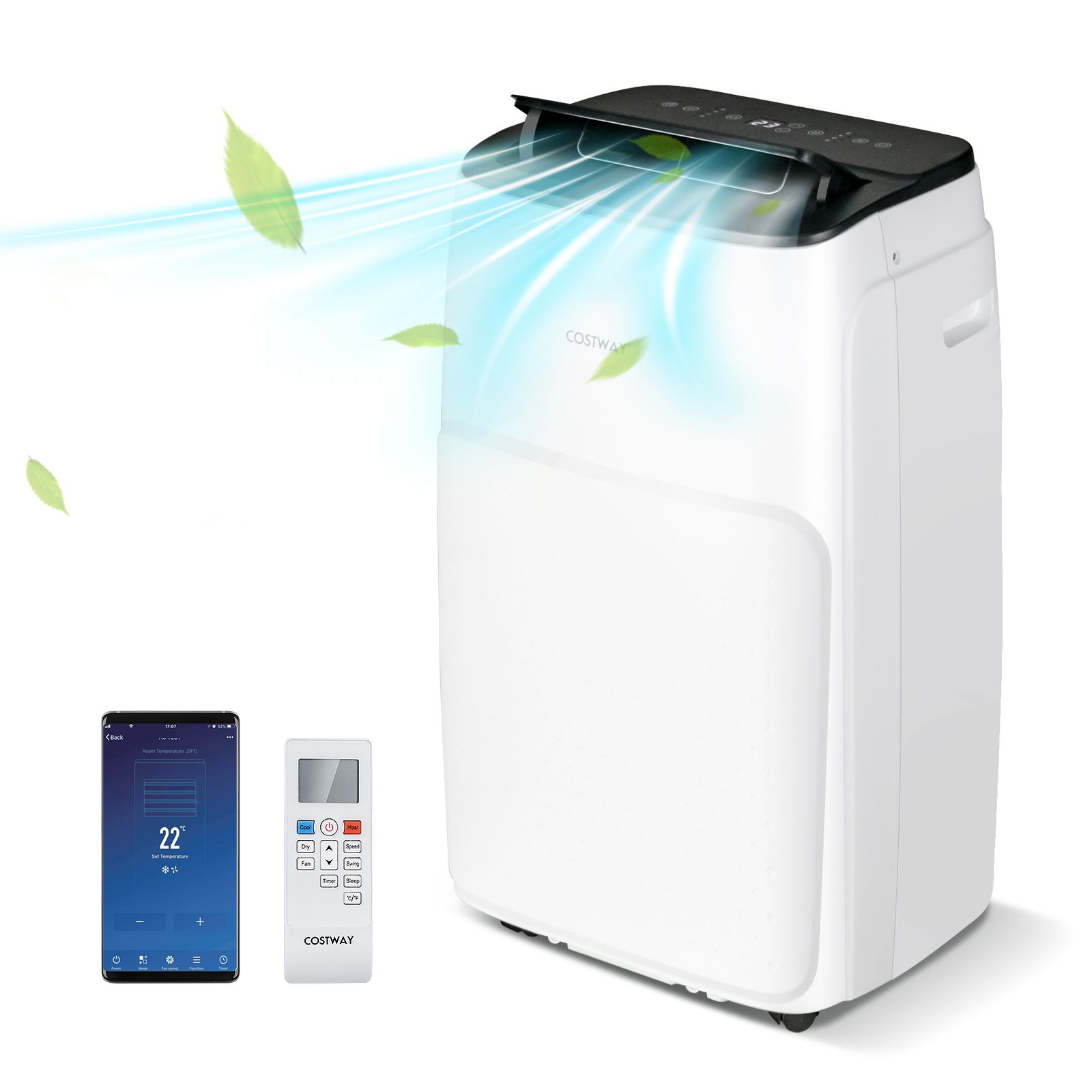 4-in-1 Portable Air Conditioner 12000 BTU AC with Multi-Speed Fan and 24H Timer