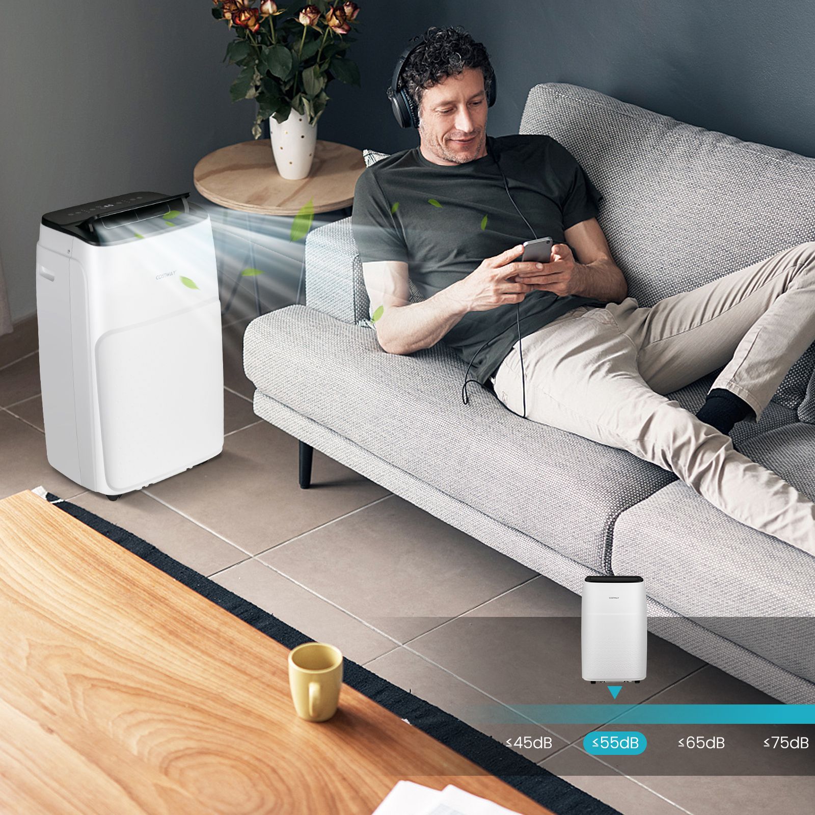 4-in-1 Portable Air Conditioner 12000 BTU AC with Multi-Speed Fan and 24H Timer