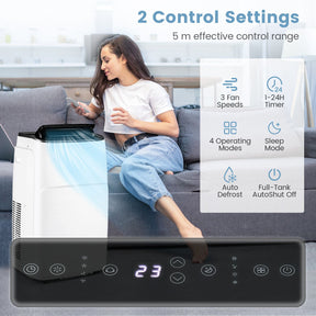 4-in-1 Portable Air Conditioner 14000 BTU AC with Multi-Speed Fan and 24H Timer