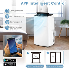 4-in-1 Portable Air Conditioner 14000 BTU AC with Multi-Speed Fan and 24H Timer