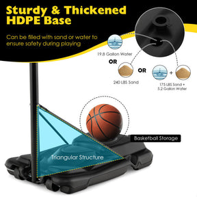4.25-10FT 12-Level Adjustable Basketball Goal Portable Basketball Hoop Outdoor Basketball Stand System with Shatterproof Backboard