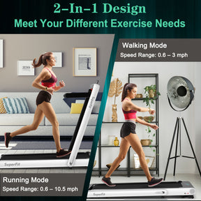 4.75HP 2-In-1 Folding Walking Pad Treadmill with APP Remote Control and LED Touch Screen