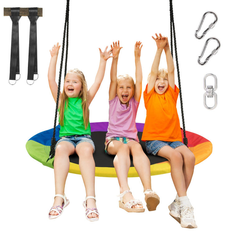 40-Inch Adjustable Height Flying Saucer Tree Kids Swing Outdoor Play Set