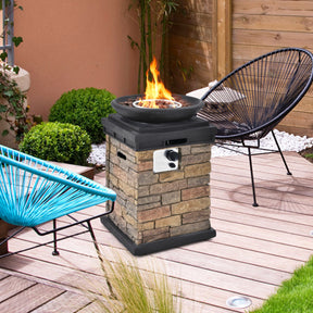 40000BTU Propane Burning Fire Bowl Column Firepit Heater for Outdoor Patio & Backyard