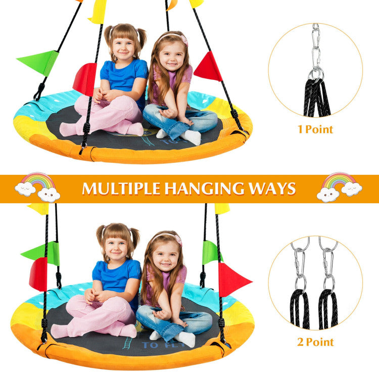 40 Inch Flying Saucer Tree Swing with Hanging Straps for Tree and Backyard