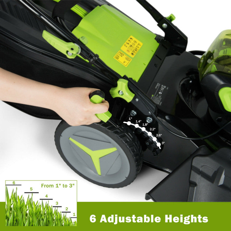 40V 18 Inch 6 Adjustable Cutting Heights Brushless Cordless Push Lawn Mower with Straw Bag