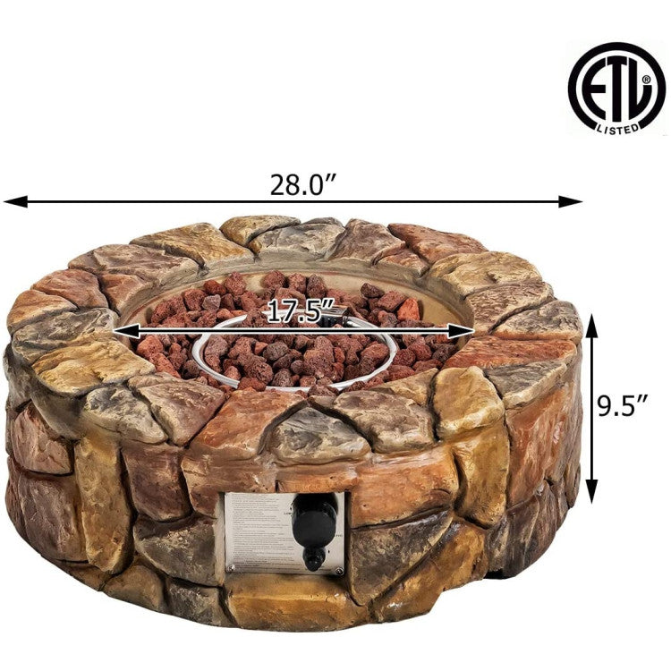 40,000 BTU Stone Gas Fire Stove Pit for Outdoor Patio Garden Backyard with  PVC Cover