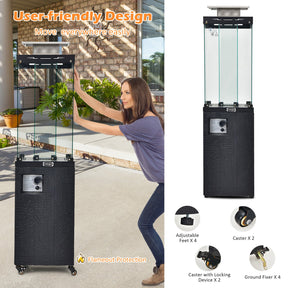 41000 BTU Outdoor Propane Gas Heater with Waterproof Cover and Lockable Wheels