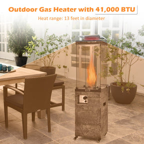 41000 BTU Outdoor Propane Gas Heater with Waterproof Cover and Lockable Wheels