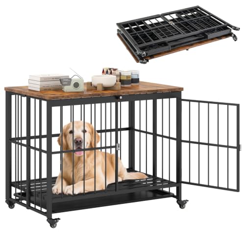 Foldable Dog Crate Furniture w/ Removable Tray