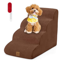 4-Step Dog Stairs Steps, 51 cm High Density Foam Non-Slip Pet Ladder w/Storage Pocket & Handle