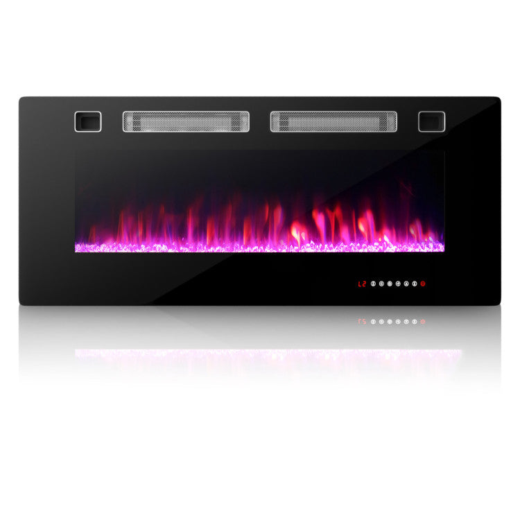 42/50/60/72 Inch 5100 BTU  Ultra-Thin Electric Fireplace with Decorative Crystals