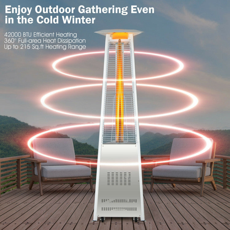 42,000 BTU Stainless Steel Pyramid Patio Heater with Wheels and Anti-tip