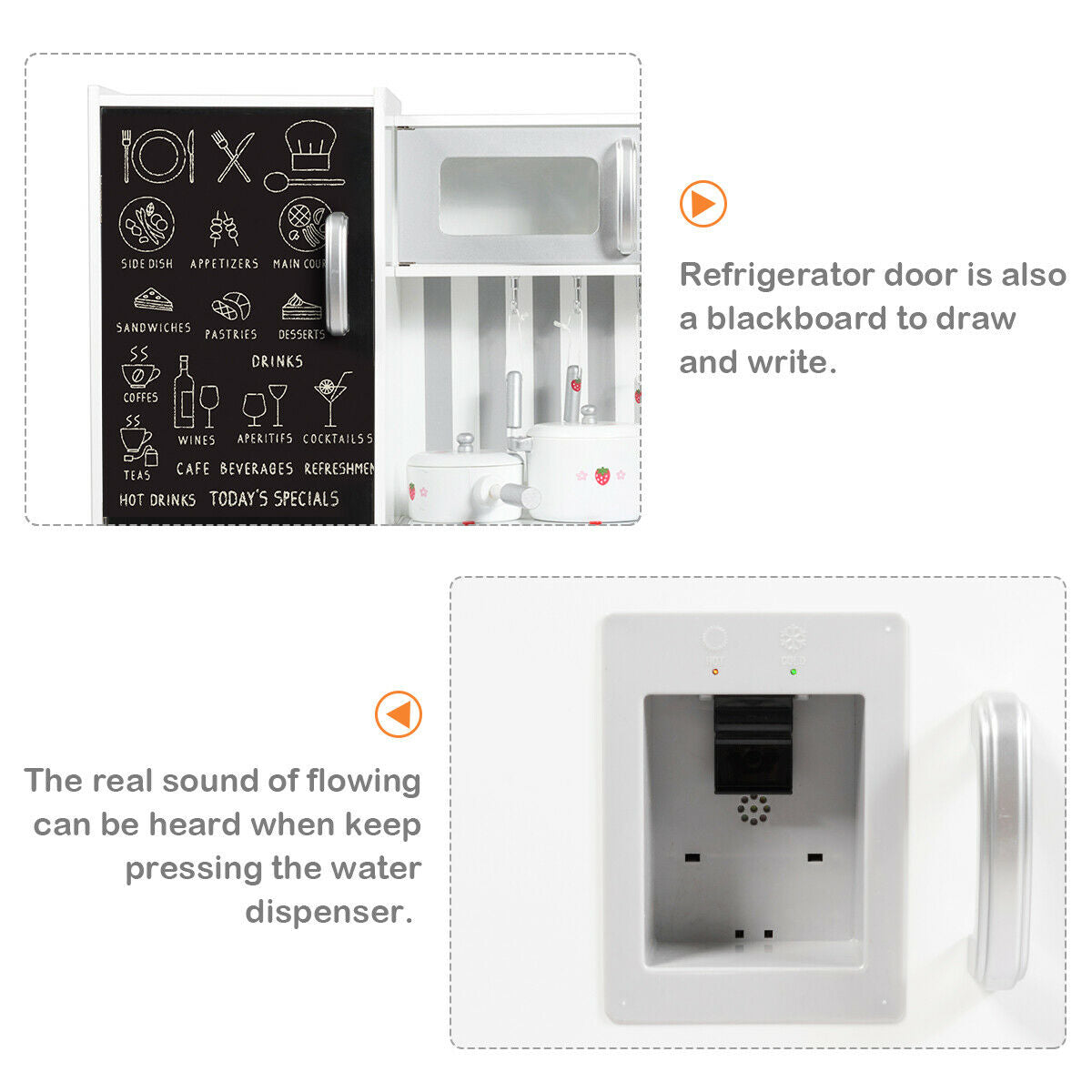 Large Wooden Kids Play Kitchen Set with Simulated Sound