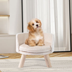 42 CM Dog Sofa Bed Pet Sleeping Couch with Round Padded Cushion & Detachable Pad