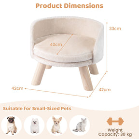 42 CM Dog Sofa Bed Pet Sleeping Couch with Round Padded Cushion & Detachable Pad
