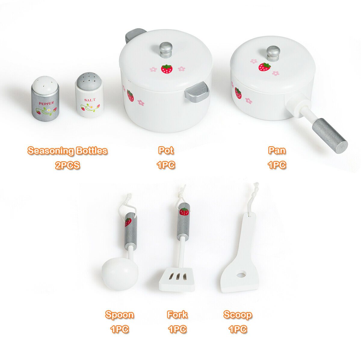 Large Wooden Kids Play Kitchen Set with Simulated Sound