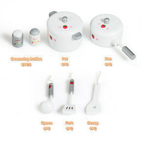 Large Wooden Kids Play Kitchen Set with Simulated Sound