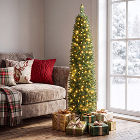 Hikidspace 1.5/1.8/2.1/2.4 M Pre-Lit Pencil Christmas Tree