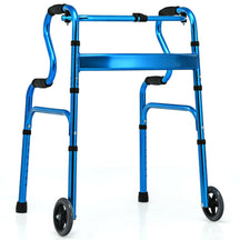 440LBS Heavy-Duty Folding Walker Adjustable H-shaped Walking Helper Portable Medical Walker with Wheels and Bi-Level Armrests