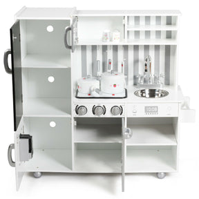 Large Wooden Kids Play Kitchen Set with Simulated Sound