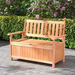 48 Inch 34 Gallons Patio Hardwood Storage Bench for Backyard and Garden