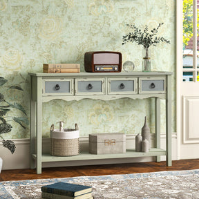 48 Inch Farmhouse Console Table with Drawers and Storage Shelf for Hallway and Entryway