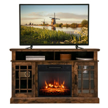 48 Inch Wooden TV Stand Console Table with 1400W Electric Fireplace and Open Storage