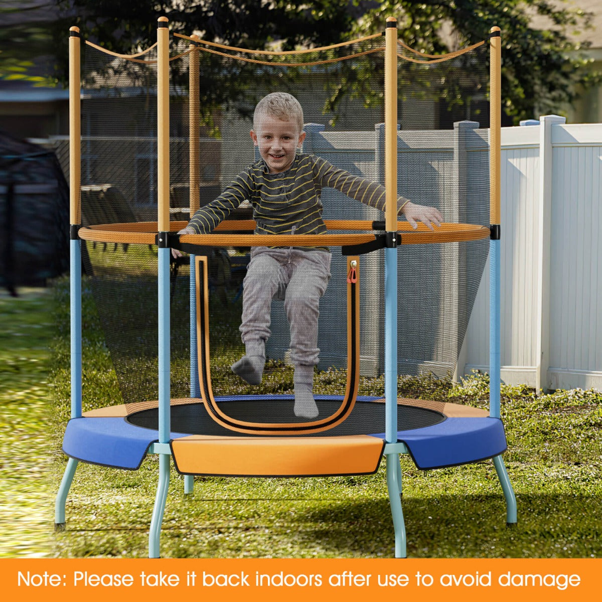 48 Inch Trampoline for Kids with Safety Enclosure Net and Curved Metal Legs