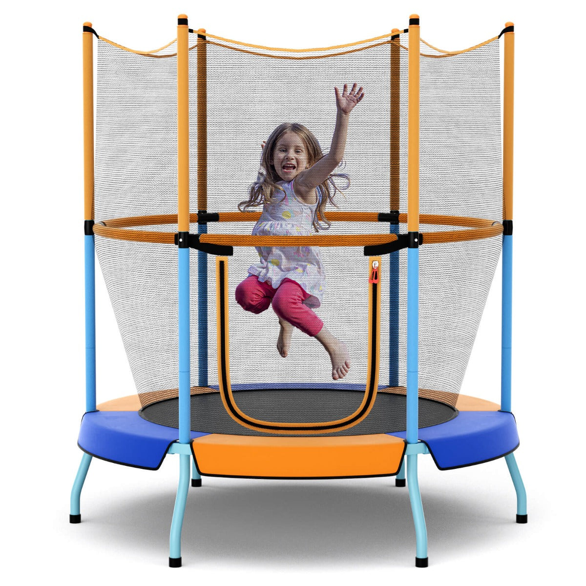 48 Inch Trampoline for Kids with Safety Enclosure Net and Curved Metal Legs