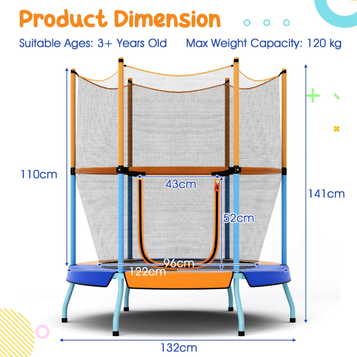 48 Inch Trampoline for Kids with Safety Enclosure Net and Curved Metal Legs