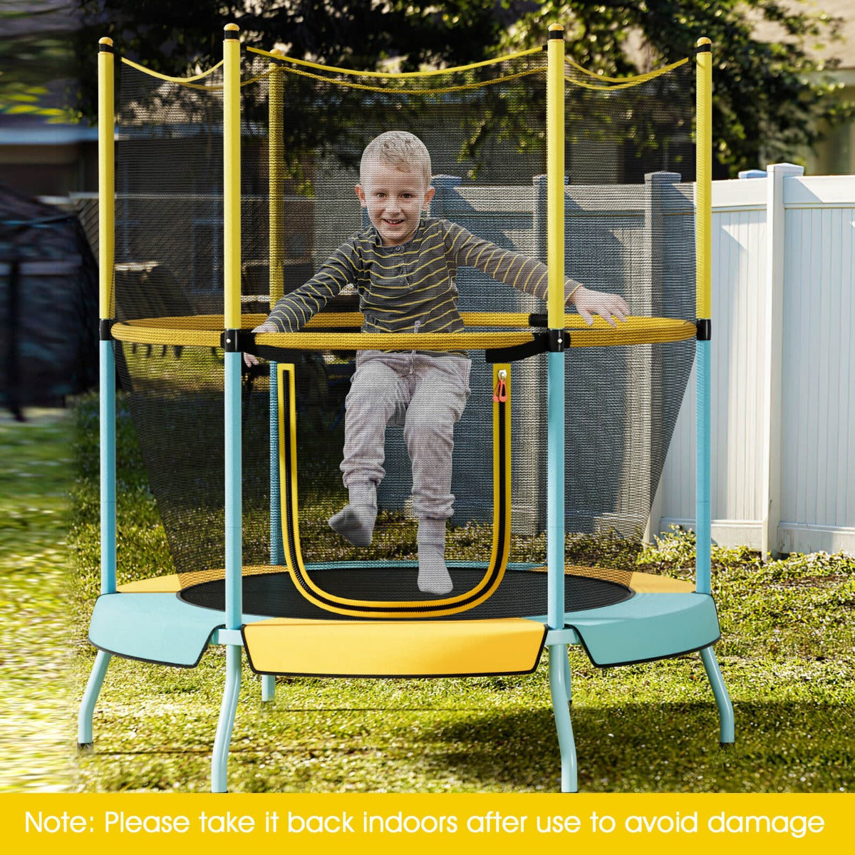 48 Inch Trampoline for Kids with Safety Enclosure Net and Curved Metal Legs