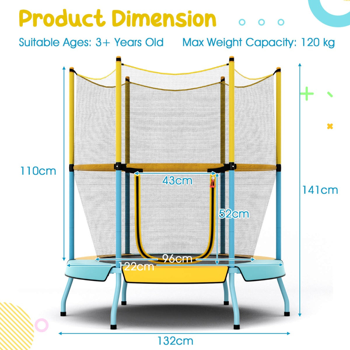 48 Inch Trampoline for Kids with Safety Enclosure Net and Curved Metal Legs