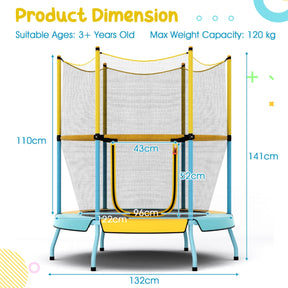 48 Inch Trampoline for Kids with Safety Enclosure Net and Curved Metal Legs